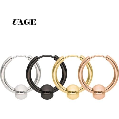 UAGE Punk Gold Stainless Steel Hoop Earrings Huggie Simple Style Hoop Earring Circle Fashion Earrings for Women Man Jewelry