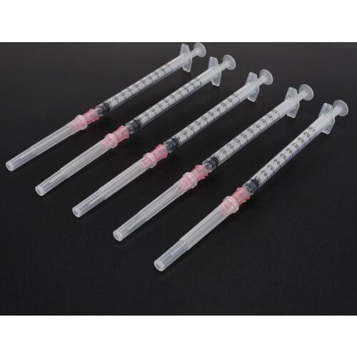 5 Set Blunt Tip Syringe 1ml Syringe Stainless Steel Dispense Needles Syringe & Blunt Tip Needle 18 Gauge 1.5" w/Caps Liquid Glue