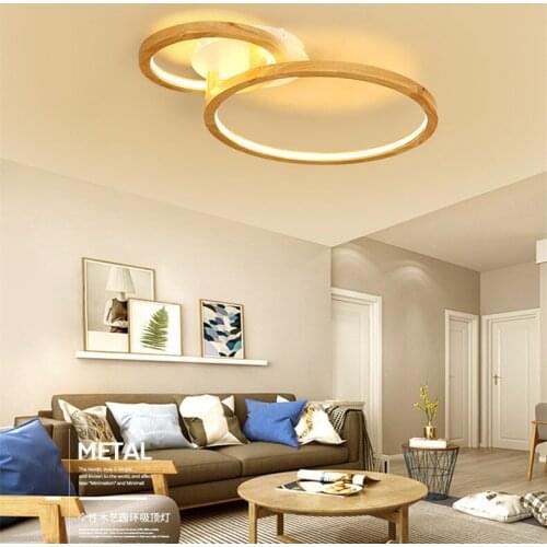 Nordic wooden LED ceiling light modern living room bedroom lamp creative personality round led ceiling lamp