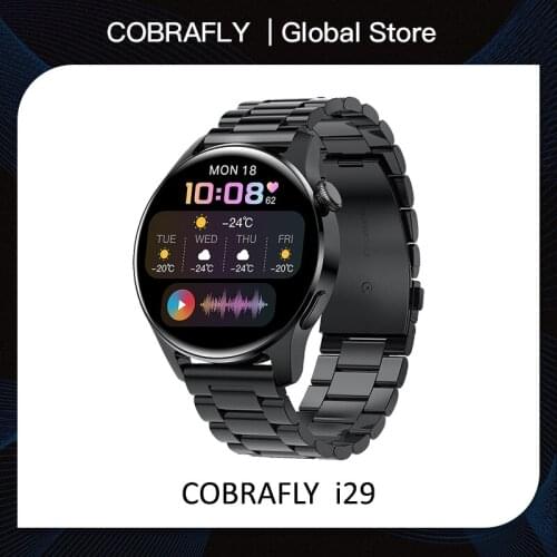 COBRAFLY I29 Smart Watch 1.3inch Round Screen BT Call MP3 Player Heart Rate Pressure Monitor Fitness Tracker Long Standby