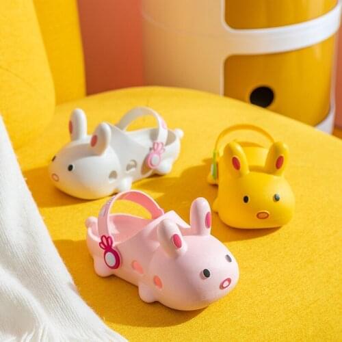Children Slippers Summer Girls Home Shoes Boys Cute Slipper Anti-slip Soft Sole Cartoon Rabbit Adult Parent-child Platform Shoes