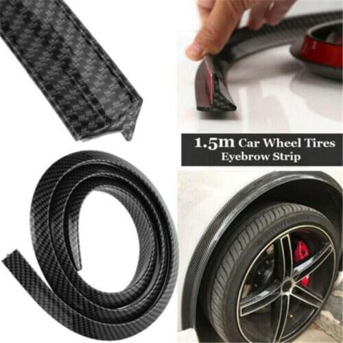 1.5M Carbon Car External Wheel Eyebrow PVC Anti-collision Strip Black Car Wheel Fender Extension Moulding Flares Trim Strip Edge