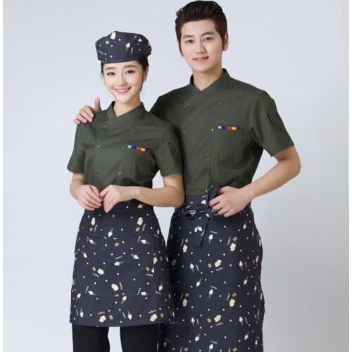 Unisex Chef Work Food Service Short Sleeved Summer Working Wear Hotel Restaurant Work Uniform Men and Women Chef Jackets
