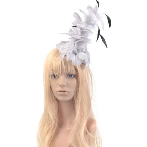 Women Fancy Headdress Pillbox Hat Feathers Fascinator Hair Clips Bridal Wedding Cocktail Party Accessories