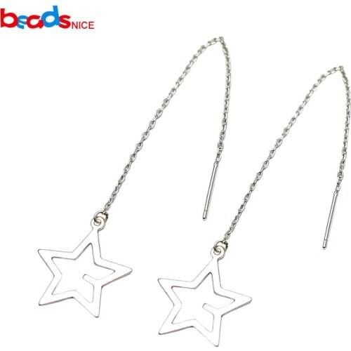 Beadsnice 925 Sterling Silver Long Dangle Earrings for Women Girls With Star Jewelry Earring ID37547