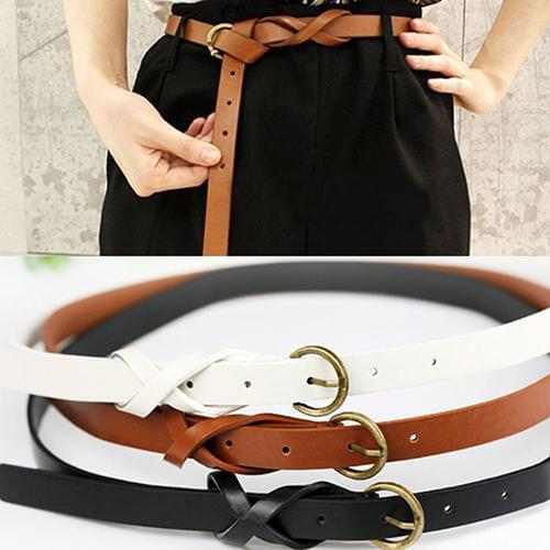 New Womens Vintage Simple Thin Waist Belt Metal Buckle Skinny Faux Leather Belt Party Dress Decor Waistband Women belt