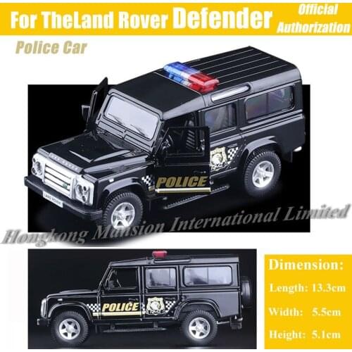 1:36 Scale Diecast Alloy Metal SUV ForPolice Car Model ForLand Rover Defender Collectible Model Collection Pull Back Toys Car