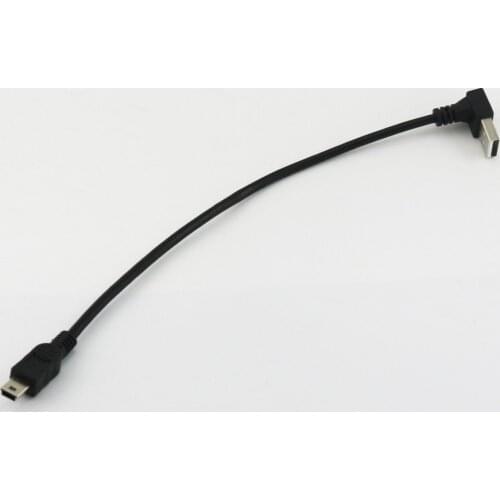 1pcs Down Angle USB 2.0 A Type Male To Mini USB 5 Pin Male Charger Data Adapter Cable 25cm