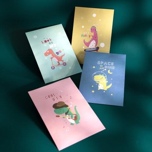 12sets Cute Happy Dino Paper Gift Bag Favor Bag Candy Dounut Chocolate Packing Wrapping Bag Children Party Dinosaur Series