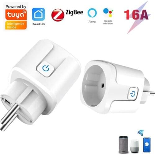 16A Tuya Zigbee EU Smart Socket Plug Smart Home Wireless Remote Control Power Monitor Outlet Timer Works With Alexa Google Home