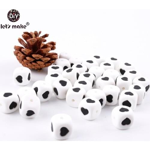 Lets Make Silicone Teether 20pcs Heart & Star Chew Silicone Beads DIY Teething Necklace Pcifier Clip Accessories Baby Teether