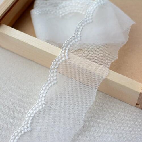 20yards polyester Lace Trim fabric ribbon Exquisite soft white mesh lace DIY skirt edge doll dress clothing sewing accessories