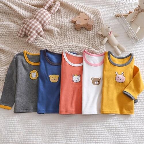 2021 Long Sleeve Toddler Boys Girls Tshirts 0-5Y Newborn Baby t-shirt Tee Tops Cotton Spring Autumn Kids Clothes