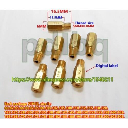51pcs / pack ) Motorcycle Keihin carburetor Hexagon Main Jet can be used PWK FCR PJ CR etc main injectors Nozzle