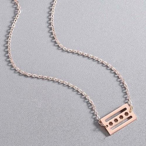 CHENGXUN Dainty Chicago Flag Pendant Necklace Stainless Steel Necklaces Square Hollow Jewelry for Friends