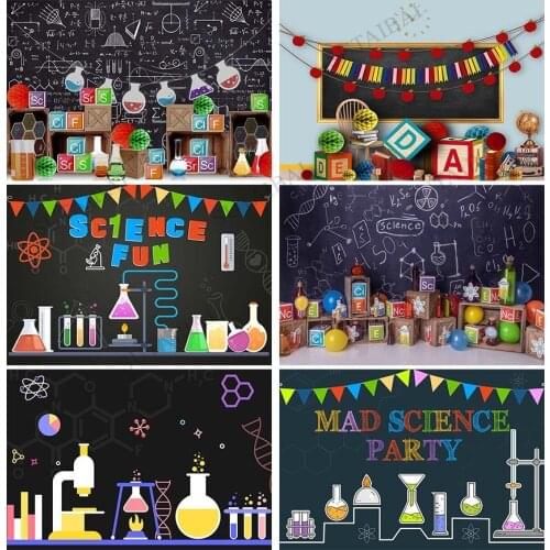 Photography Background Birthday Science Party Invitation Mad Scientist Invitations for Boys Photocall Backdrop Photo Studio