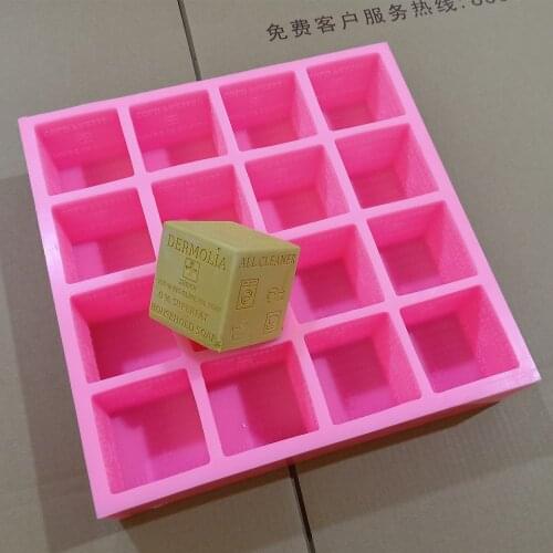 16 Cavities Square Cube Custom Soap Mold Bath Bomb Mold Custom Silicone Molds Silicone Tray for Natural Soap Bar Making