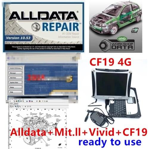2020 hot alldata 10.53+ mit//chell 2015+ vivid 10.2 auto repair software 1tb hdd installed Toughbook CF19 4g laptop ready to use
