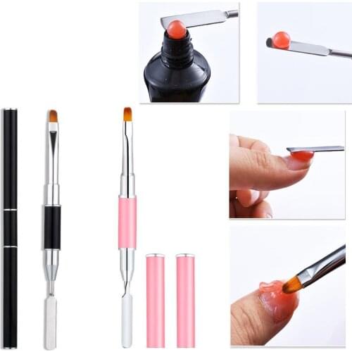 Nail Art Brush Nail Extension Brush Dual Ended Acrylic UV Nail GEL Builder DIY Drawin Pen Removal Spatula Stick Manicure Tool