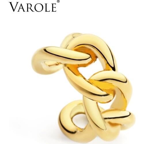 VAROLE Twisted Chain Link Rings Gold color Midi Ring Knuckle Rings For Women Jewelry Bagues Anillos pour femme