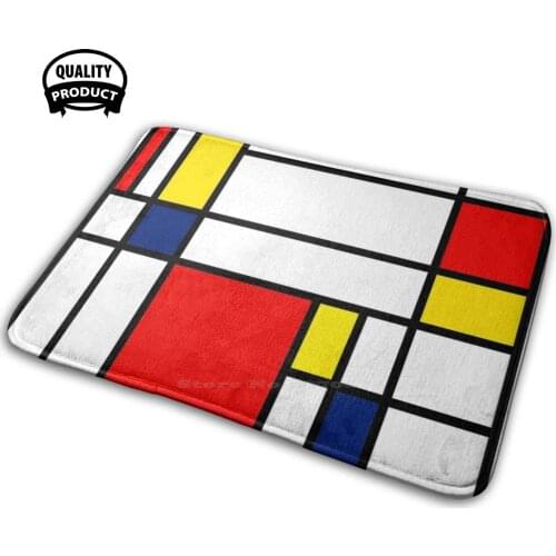 Mondrian Composition 3D Soft Non-Slip Mat Rug Carpet Cushion Piet Mondrian Abstract Pattern Dutch Netherlands Pop Art Die Stijl