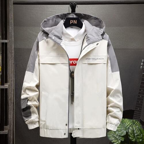Mens Coats Bomber Jacket Spring Autumn Fashion Loose Work Jacket Windbreaker Hooded Warm Casual Streetwear Male