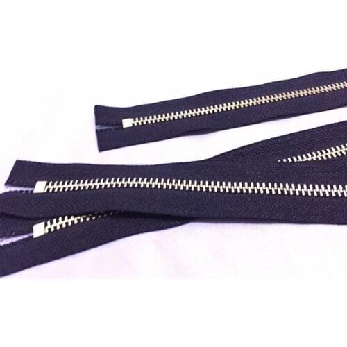 Metal Zippers- 12 inch (30 cm) closed bottom Gold teeth zips- (40) pieces - Black