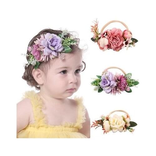 Fashion Princess Flower Headband Newborn Baby Boy Girl Artificial Florals Headband Elastic Princess Hair bands Child Kids Fresh