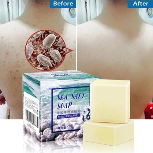 Sea Salt Soap whitening Moisturizing Soap Natural Milk Sea Salt Soap Remove Pimple Pores Acne Treatment Face Care Foaming Net