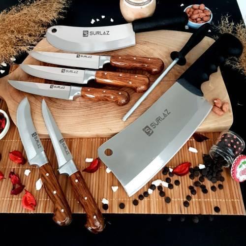 Handmade Knife Set Butcher Knife Sacrificial Knife Set Chopping Cutter Knife 8 Pieces סכין סכין חיתוך סכין בעבודת יד 8 חלקים