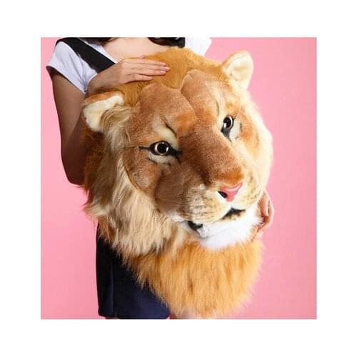 2021 new Anime backpack plush tiger lion leopard panda Black bear cosplay man Tiger head furry bag woman school bag halloween
