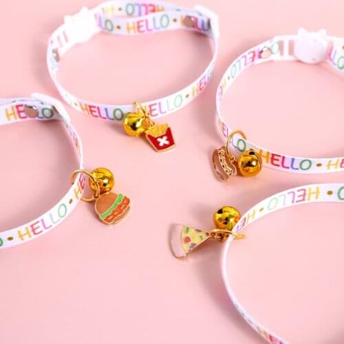 Original Cat Collar KFC Burger Fries Pizza Pendant Dog Necklace Adjustable Cute Fashion Delicious Letter Printing Pet Collars