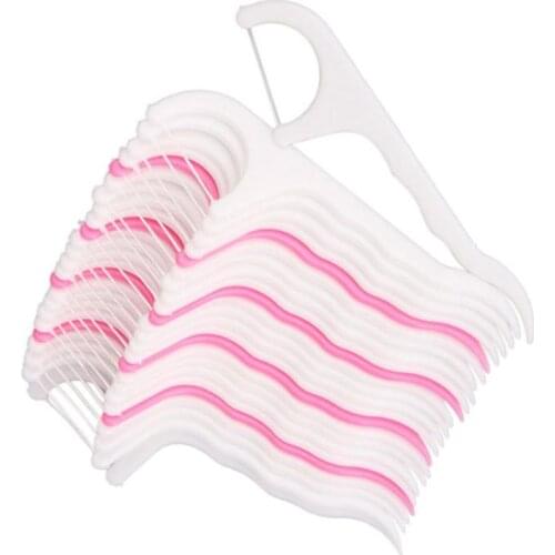 20Pcs/Pack Disposable Dental Floss Picks Sticks Interdental Brush 2 In 1 Plastic Toothpick Cleaning Mouth Oral Care