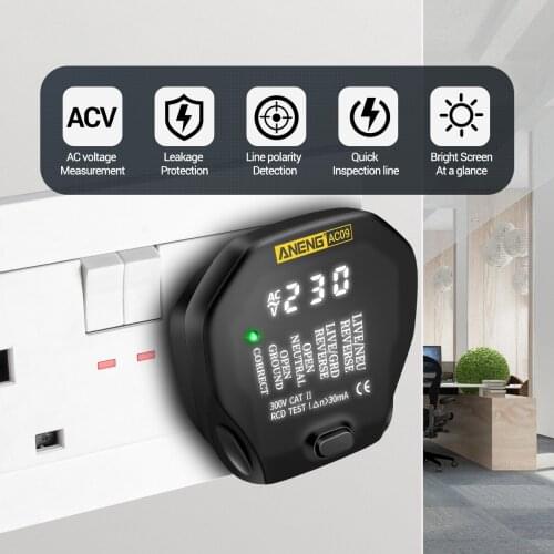 Socket Tester Electricity Safety Testing Circuit Polarity Detector Wall Plug Breaker Finder Digital Socket Outlet Leakage Tester