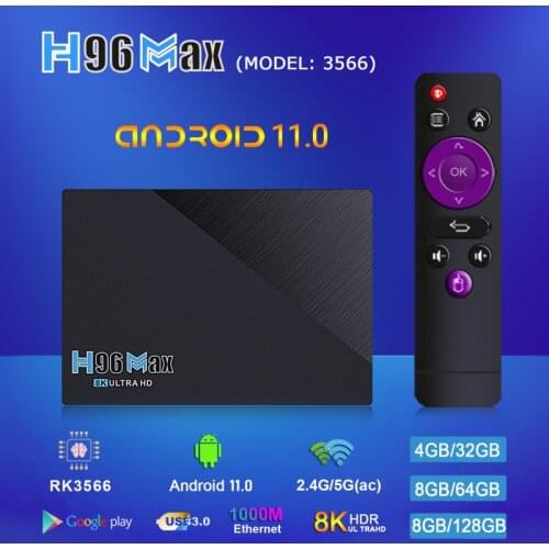 H96 MAX RK3566 Smart TV Box Android 11 4GB RAM 4GB 32GB Support 1080p 8K 24fps For Google Play Youtube H96 Max Media Player