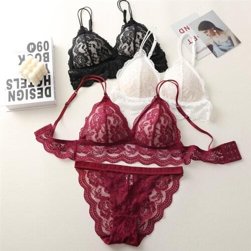 Sexy Lace Bra Set French Style Lingerie Briefs Underwear Set Triangle Beauty Back Push Up Thin Intimates Panties нижнее белье