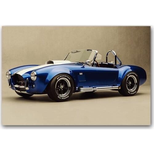 Shelby Cobra 427 Classic Supercar Posters and Prints Wall Art Canvas Painting with Frame for Room Decor