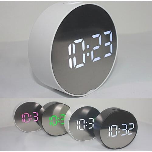 LED Digital Alarm Clock Battery Operated or USB Charger Port for Bedroom/Wall/Travel with Alarm, Calendar and Mirror Function
