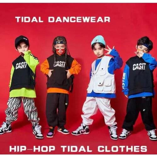 Kids Fashion Ballroom Hip Hop dancing Outfits Top Sweatshirt Cargo dancing pants Jazz Dance Wear Costumes Clothes For Boys Girls