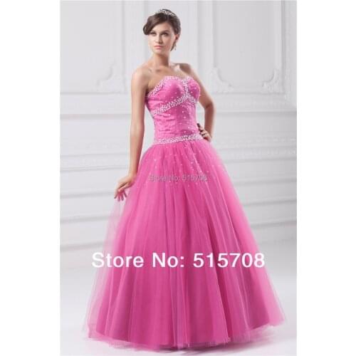 A Line Sweetheart Beading Formal Gown Tulle Lace Up Prom Pageant Dresses Quinceanera Formal PageantDresses