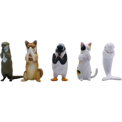 Cake Decor Smooth Edge Animal Dog Cat Dolphin Series Model Toy Office Decor Vivid Praying Dog Cat Character Figurines