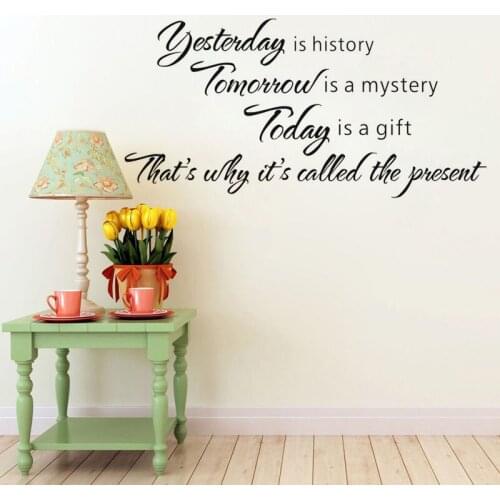 Yesterday is history vinyl wall decal quotes home decor living room diy art mural wallpaper removable wall stickers