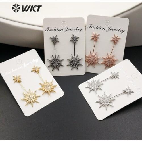 WT-ME002 Wholesale Custom Mirco Paved Cubic Zirconia Urchin Eardrop With Gold Electroplated Earrings New design Jewelry