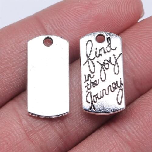 WYSIWYG 5pcs Charms Find Joy In The Journey Antique Silver Color Alloy DIY Jewelry Making Accessories 20x10mm