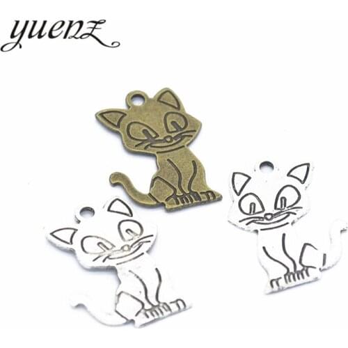 YuenZ 10pcs Cat Head Charms Tibetan Silver Bronze Pendants Antique Charm Jewelry Making DIY Handmade Craft 25*19mm D980