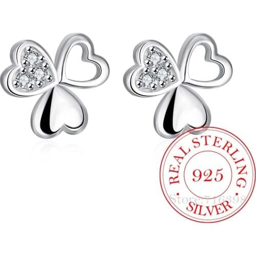 High Quality 925 Sterling Silver Women Jewelry Korean Silver Cute Crystal Flower Stud Earrings for Women 2020 Wedding Party Gift