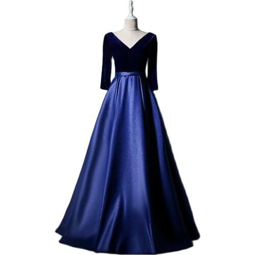 Saudi Arabia Long Sleeves V-neck Floor-Length Plus Size Mother of The Bride Dress Sashes Evening Dresses Wedding Dress Mother