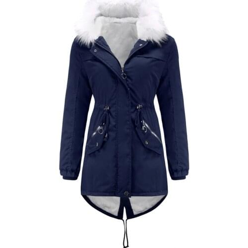 Winter Lining Fleece Hiking Jacket, Outdoor Sports Fur Collar Loose Warm Parka Coat, Camping Hiking Skiing Long Womens Jacket
