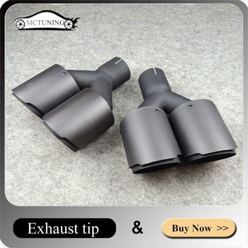 1 Pair Car Coated Black Car Carbon Exhausts Dual Tips For Akrapovic Universal Coated Black Carbon Dual End Muffler Pipes