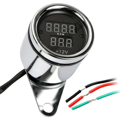 1pc 12V Motorcycle Metal Odometer Speedometer Universal Motorcycle LED Tachometer Digital Voltmeter Tachometer Gauge Accessories